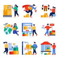 Set of Shipment Flat Illustrations vector