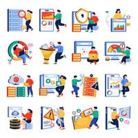 Set of Big Data Flat Illustrations vector