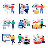 Set of Data Analytics Flat Illustrations vector