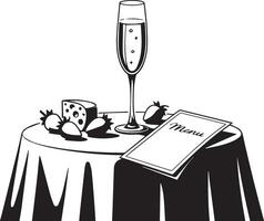 Elegant Dinner Table Setting with Champagne and Menu vector