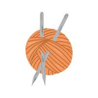 Knitting, ball of wool . Clews skeins of wool. Tools for handicraft , hand knitting. vector