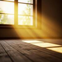 Sunlight Streaming Through Window onto Wooden Floor photo