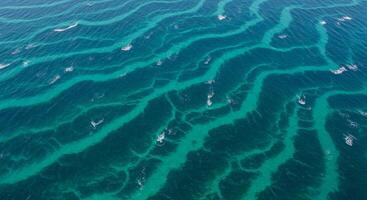 Aerial View of Teal and Blue Ocean Water with Ripple Texture photo