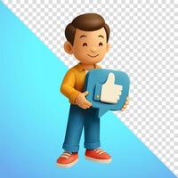 Man holding like symbol, 3D. Suitable for social media and advertising vector