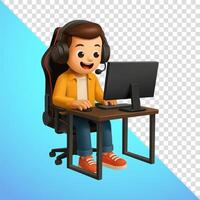 Male streamer playing game with computer, 3d. Suitable for social media and advertising vector