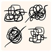 Hand-Drawn Tangled Lines and Chaotic Scribble Doodles Set with background cream vector