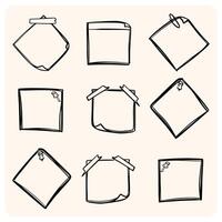 Hand-Drawn Sticky Notes and Memo Doodles Collection with background cream vector
