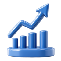 Increasing growth trend represented by a blue arrow and bar graph in a simple, modern design png