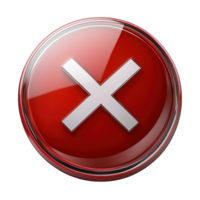 Bright red circular button with a white cross symbol indicating cancellation or error in software interface png
