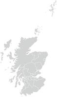 Grey with White Outline Scotland Map with District Borders Europe Country vector