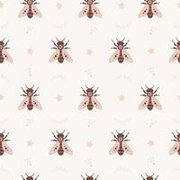 Seamless pattern with honeybee. hand drawn illustration in bohemian style vector