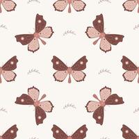 Seamless pattern with boho butterfly. Insect with celestial elements. vector