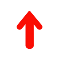 Red upward arrow symbol for direction indicating movement or growth in simple design png