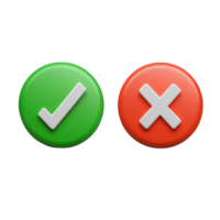 Check mark and cross mark symbols for approval and disapproval in simple design png