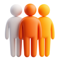 Three colorful abstract figures standing close together with friendly expressions in a bright, playful style png