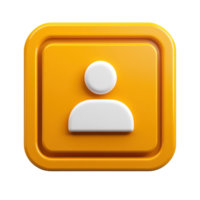 Icon representing a user profile in a vibrant yellow square, perfect for digital applications and interfaces png