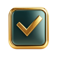 Stylish green and gold checkmark icon representing approval and confirmation in digital design png