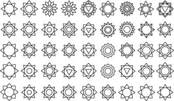 Geometric solar patterns seamless repeat background of line art design elements vector