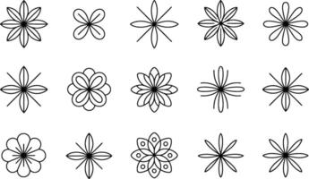 Assorted flower line art designs collection floral pattern elements vector