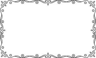 Decorative black and white frame ornament border with swirls and floral elements vector