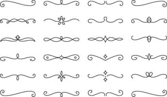 Elegant divider line set decorative swirls borders and flourishes for design vector