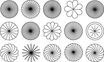 Collection of circular ornamental elements with swirls petals and line designs vector