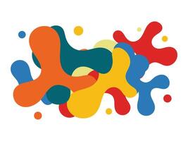 Colorful Abstract Composition of Organic Shapes and Floating Circular Elements. vector