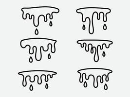 Six dripping black line art designs with varying shapes and droplet counts vector
