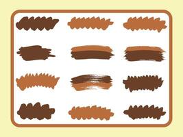 Nine Abstract Brushstrokes in Earthy Tones Arranged in a Rectangular Grid vector