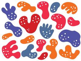 Playful Abstract Shapes A Colorful Collection of Organic Forms with White Dots vector