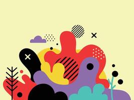 Abstract Composition with Geometric Shapes and Organic Forms in Vibrant Colors vector