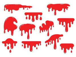 Collection of Red Dripping Paint Splashes and Drops vector