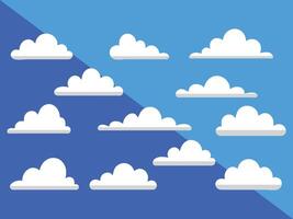 Cartoon Clouds Floating in a TwoTone Blue Sky Flat Design vector