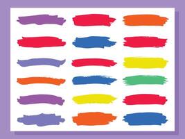 Vibrant Collection of Abstract Brush Strokes in Diverse Colors vector
