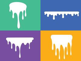 Four Abstract White Drips on Colorful Backgrounds, Modern Graphic Design. vector