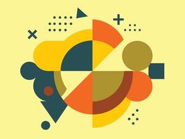 Geometric Composition with Circles, Triangles, Squares, and Crosses in Warm and Cool Tones vector