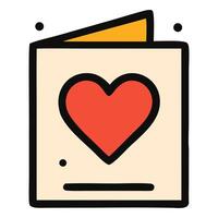Stylized Greeting Card with Red Heart and Black Outline Design vector