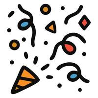 Playful Party Elements. Confetti, Streamers, and Geometric Shapes in Bold Colors vector