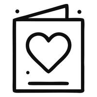 Hand-drawn greeting card with heart and dots, simple black line art vector