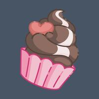 chocolate cream cake with love shape topping in isolated background vector