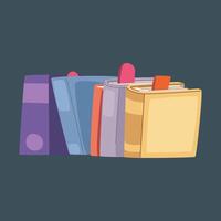 Assortment of colorful books with bookmarks vector