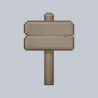 wooden signpost in pixel art style with isolated background vector
