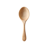 Natural wooden spoon rustic kitchen utensil empty scoop light brown isolated transparent background png