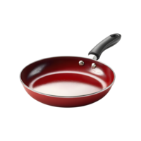 Red Non Stick Frying Pan with Black Handle Kitchen Cookware Empty Pan png