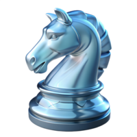 Glossy 3d rendered chess knight, luxury strategy game piece, isolated on transparent background png