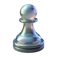 Shiny glass pawn chess piece isolated on transparent background, minimalist 3d illustration with smooth edges and glossy surface png