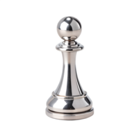 Shiny silver chess pawn isolated on transparent background, game piece strategic board game element png
