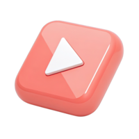 Glossy Pink Play Button Icon with a White Triangle on Transparent Background png