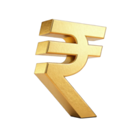 Golden Rupee Symbol with Detailed Texture on Transparent Background for Finance png