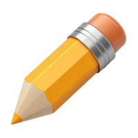 3D Rendering of an Orange and Yellow Hexagonal Pencil on Transparent Background png